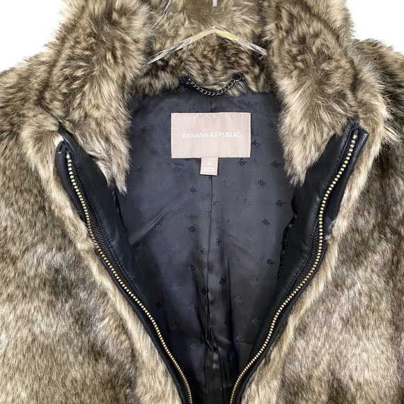 Banana Republic Brown Faux Fur Satin Lined Vest - Picture 11 of 16